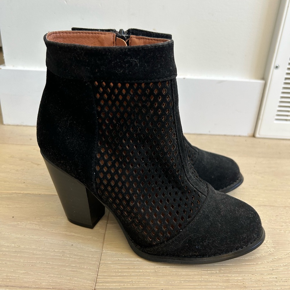 Yoki Black Perforated Ankle Booties - Women